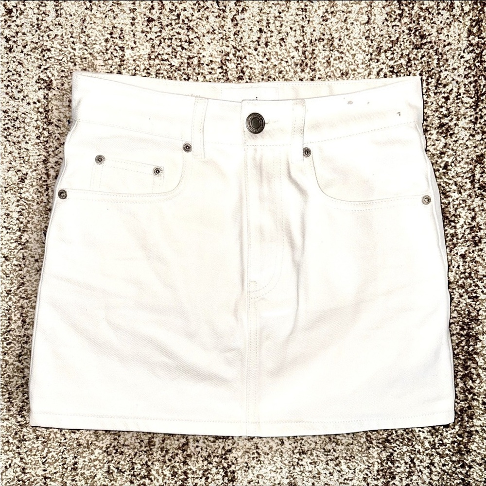 AMI Alexandre Mattiussi Italian Designer Women's Mini Skirt Denim in Ivory